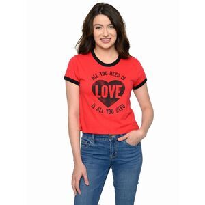 New Juniors Beatles All You Need Is Love Band T-Shirt Halloween Tee Black Red